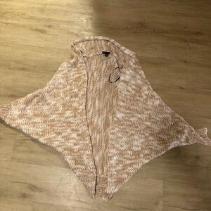 Forever 21 Cream and Tan Open-Front Poncho